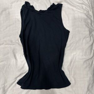Anthropologie Black Ruffled Tank Top